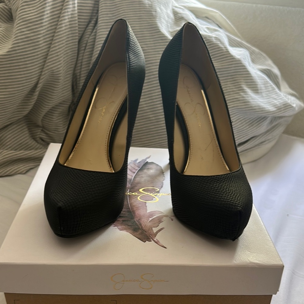 Black platform JS heels